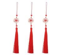 Healvian 3 Pcs Pendants with Tassels 27cm/10.62" Elegant Flower Tassel Hanging Pendant for Hanfu Fan Craft Bags or Home Car Chinese New Year Decorations