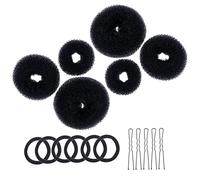 Healvian 3 Sets Hair Set Hair Donuts for Buns Human Hair Bun Net Hair Styling Tools Hair Doughnut Bun Makers Hair Bun Maker Hair Clips for Women Hair Pins for Women Curlers Resin Black