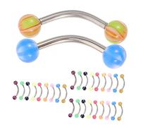 Healvian 30 pcs Stainless Steel Eyebrow Rings Mixed Colors Body Piercing Jewelry for Women Lightweight Decorative Eyebrow Bars Chic and Unique Daily Wear