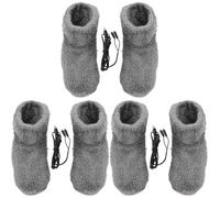 Healvian 3Pairs Usb Electric Heated Foot Warmer Shoes Cozy Heating Slippers for Men and Women Ideal for Home and Office Use Anti-Slip Boot Design Grey