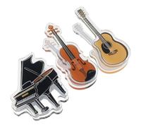 Healvian 3Pcs Acrylic Music Paper Clips Set - Piano, Guitar Violin Shape Document File Holders for Sheet Music Organization and Office Study