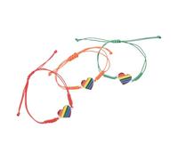 Healvian 3pcs Adjustable Rainbow Woven Friendship Bracelets Unisex Heart Braided Hand Jewelry for Equality Inclusivity Wrist Decor