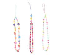 Healvian 3pcs Beaded Phone Chains Phone Lanyard Wristband for Ladies Lightweight Polymer Clay Material Stylish Unique Design Prevents Loss Easy to Install for Music Players and Cameras