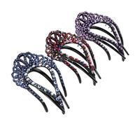 Healvian 3pcs Blue Rhinestone Hair Clips Vintage Hair Forks for Women Shaper Bridal Wedding Accessory