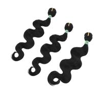 Healvian 3pcs Body Wave Wig Hair Weft Extensions Synthetic Black Premium Body Wave Hair Can Be Bleached for Women Daily Use