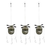 Healvian 3pcs Carp Bait Feeder Kit with Hooked Bait Cages, Groundbait Cage Tackle for Carp Fishing, Suitable for Rivers and Lakes