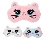 Healvian 3Pcs Cartoon Eye Mask Soft Lightweight Eye Protection Masks for Cat Style Pink White for Travel Nap Sleepover