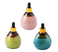 Healvian 3pcs Ceramic Sub Dropper Bottles Refillable Essential Oil Containers with Sealed Lightproof Design for Aromatherapy Perfume Mixing Medicine and Lab Use in Blue Pink Green