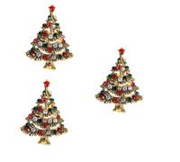 Healvian 3pcs Christmas Tree Brooch Pin Lightweight Crystal Pave Breastpin Jewelry for Women Festive Xmas Decoration Accessory with Bright Color Design