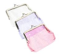 Healvian 3pcs Clear Coin Pouch Small Wallets for Women Transparent Glitter Purse Bags in White Purple Pink Storage for Coins Cash Keys Makeup