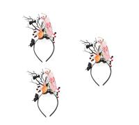 Healvian 3pcs Day Dead Skull Hair Accessories Halloween Flower Crown with Deer Antlers Ghost Headpiece for Cosplay Party Festival Costume Decoration