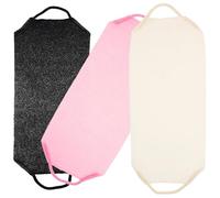 Healvian 3Pcs Exfoliating Bath Towels Elastic Back Scrubber Body Wash Strips for Deep Cleaning and Smooth Skin in Grey White