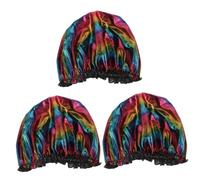 Healvian 3pcs Fashionable Hair Bonnet for Women Lace Elastic Wrap Sleeping Cap for Curly Straight Hair Comfortable Nightwear Air Permeability and Sweat Absorption