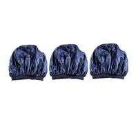 Healvian 3pcs Fashionable Women Satin Cap Sleep Salon Hat Wide Elastic Brim Solid Flower Pattern Comfortable Breathable