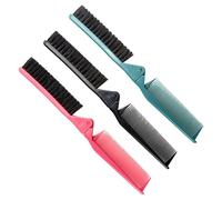 Healvian 3pcs Foldable Dual-side Hair Comb Portable Compact Folding Travel Brush for Men Women Quick Styling Knot Minimizer Impact-resistant Plastic with Green Pink Black Finish