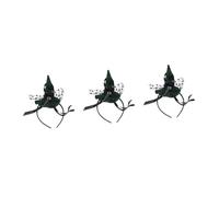 Healvian 3pcs Halloween Green Dot Mesh Witch Hat Headband for Women Lightweight Cloth and Hair Hoop Unique Pointed Design for Adults Halloween Costume Party Accessory