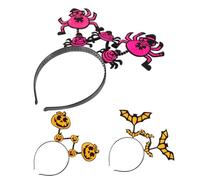 Healvian 3pcs Halloween Pumpkin Bat Spider Headband Universal Size Lightweight Party Photo Prop Random Color