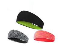Healvian 3pcs Headbands Elastic Sweatbands Gym Headwraps Yoga Hair Bands Black Polyester Spandex Sweat Absorbing Ventilated for Men and Women during Sports Activities and Fitness