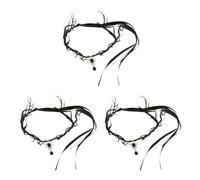 Healvian 3pcs Headdress Foldable Gothic Flower Crown for Women for Halloween Cosplay and Party Accessories Elegant Black Design with Exceptional Craftsmanship