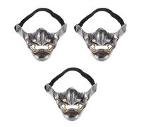Healvian 3pcs Japanese Demon Samurai Prajna Half Face Mask Comfortable Halloween Cosplay Accessory for Themed Parties Intricate Design Ergonomic Fit Unique Devil Mask for Adults