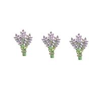 Healvian 3pcs Lavender Flower Brooch Pin with Rhinestone for Women Decorative Lapel Pin for Dresses Bags and Scarves Elegant for Parties and Special Occasions