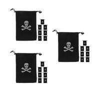 Healvian 3pcs Medieval Party Favors Bag Skull Sign Drawstring Candy Sack Halloween Pirate Money Bag Coin and Gems Jewelry Storage Pouch