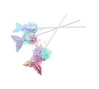 Healvian 3pcs Mermaid Fairy Wands Glitter Sequin Fish Tail Wands for Boys and Girls Party Decorations Princess Toys Interactive Mermaid Accessories for Girls