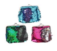 Healvian 3pcs Mermaid Sequins Coin Purse for Stylish Mini Wallets with Sparkling Design for Cards Coins Keys Small Essentials