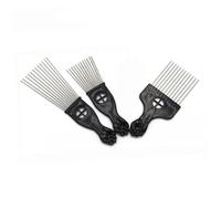 Healvian 3Pcs Metal Hair Pick Combs Fist Handle Afro Pick with Long Aluminium Teeth Smooth Edge Styling Tool for Tangled Curly Hair Volume Comb Set