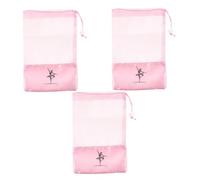 Healvian 3Pcs Pink Ballet Pointe Shoes Drawstring Mesh Bag for Dance Shoes Storage Portable Breathable Dustproof Pouch Travel Essential for Ballet and Latin