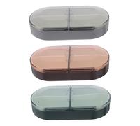 Healvian 3pcs Portable Four-Compartment Medicine Box Pill Holder Weekly Medication Organizer Gray Brown Green Travel Pill Case Airtight Leak