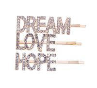 Healvian 3PCS Rhinestone Letter Hair Clips Elegant Bobby Pins for Women Hair Accessories Dream Versatile Styling