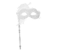 Healvian 3pcs Shaped Gold Lace Handheld for Women Elegant Prom Ball Party Prop Comfortable Ergonomic Fit White Large Peacock Design for Halloween Carnival