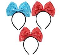 Healvian 3pcs Shiny Sequin Christmas Bow Headband for Women and Boys and Girls Festive Hair Accessories for Holiday Parties and Photos Adorable Holiday Hair Hoops