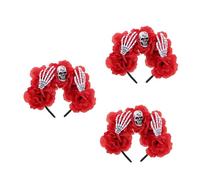 Healvian 3pcs Skull Headband Halloween Spooky Bone Claw and Flower Hair Accessory for Costume Party Evil Cosplay Women Floral Headband