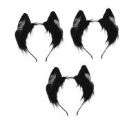 Healvian 3pcs Soft Plush Cute Cat Ears Headband for Halloween Cosplay Party Lightweight Animal Hairband with Lolita Style Secure Face Washing Hairband for Women