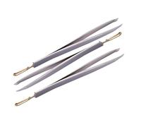 Healvian 3Pcs Stainless Steel Eyebrow Repair Tools with Dual-Head Design for Precise Brow Shaping and Acne Cleaning Small Portable Tweezers Clip for Facial Hair and Eyelash Removal
