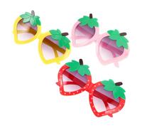 Healvian 3pcs Strawberry Sunglasses for Tropical Party Fruit Shaped Eyeglasses in Red Pink Yellow Fun Fancy Dress Accessory for Birthday Luau Beach and Carnival Use