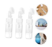 Healvian 3pcs Transparent Travel Foaming Soap Dispenser Bottles with Soft Brush Heads for Deep Facial Cleansing and Massage Portable Refillable Pump Bottles for Body Wash Shampoo and Face