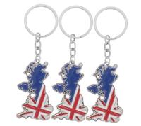 Healvian 3pcs Uk Map Keychain Key Ring Britain National Day Present Uk Key Accessory Keychain Country British Flag Charm Tag National Symbol Zinc Alloy