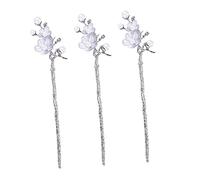 Healvian 3pcs Vintage Flower Hair Chopsticks Pearl Hair Sticks Classic Hairpins for Girls Festival Accessories Decors