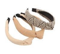 Healvian 3pcs Wide Knotted Raffia Headbands for Women and Lightweight Straw Hairbands with Crossed Twist Design Handmade Accessories for Beach Party Travel and Daily Hair Styling