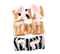 Healvian 3pcs Women Cat Ear Headband Makeup Elastic Hair Band for Spa Skincare Face Washing