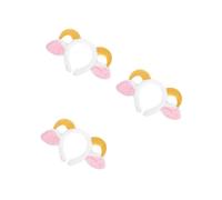 Healvian 3pcs Yellow Goat Ear Shape Headband for Adults Women, Plush and Cotton Material with Secure Fit and Flexible Positioning, for Carnival and Masquerade Animal Accessories Costume