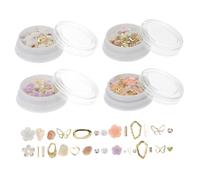 Healvian 4 Boxes 3d Nail Charms Rose Flower Nail Charms Creative Fashion Zinc Alloy and Abs Material Easy to Apply for Daily Life and Professional Use