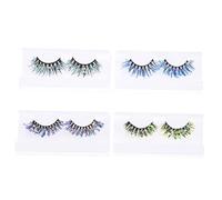 Healvian 4 Pairs 3d Glow in The Dark Glitter Fake Eyelashes Natural Look Cosplay Makeup False Lashes for Party and Stage Performance