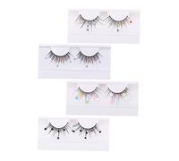 Healvian 4 Pairs Colored Glitter Sequins False Eyelashes for Women Decorative Extensions with Heart Flower Lightweight for Day Night Looks