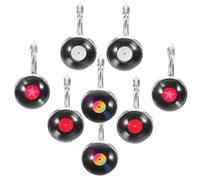 Healvian 4 Pairs Retro Vinyl Record Dangle Earrings for Women Lightweight Zinc Alloy Music Jewelry Comfortable Long Wear Fashion Accessory Unique Charm with Silver French Hooks