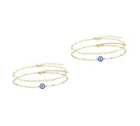 Healvian 4 pcs Adjustable Gold Chain Evil Eye Bracelet Set Blue Charm Double Bracelets for Women and Teen Sturdy Boho Amulet Jewelry Gift