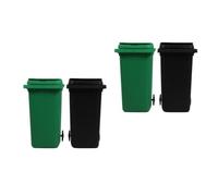 Healvian 4 Pcs Mini Garbage Can Pen Holder Plastic Organizer for Office | Lid Opens, Cute Compact Design, Modeled after Real-life Trash Cans, Keeps Desk Tidy at Home